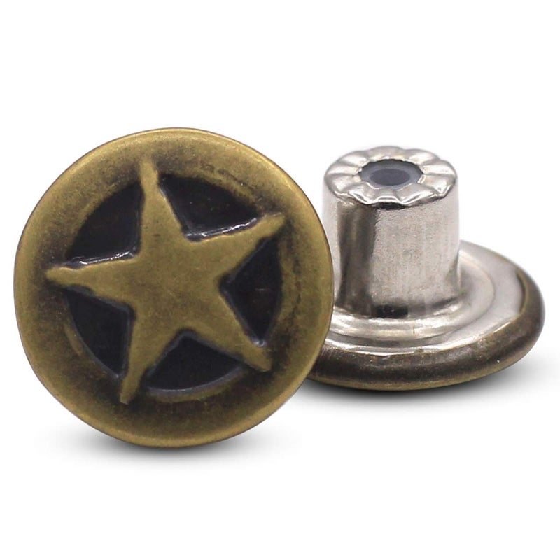 Enosea 12 Pcs Bronze Jeans Button No Sew Replacement Buttons for Jeans and Jackets 15mm - Image 1
